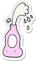 klistermärke av en tecknad serie sprutande lotion flaska vektor