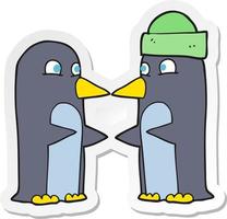 klistermärke av en tecknad serie pingviner vektor