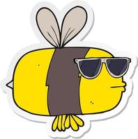 Aufkleber einer Cartoon-Biene mit Sonnenbrille vektor