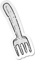 retro nödställd klistermärke av en tecknad gaffel vektor