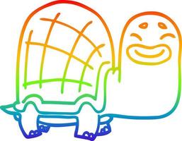 regnbågsgradient linjeteckning tecknad glad sköldpadda vektor