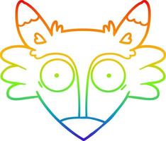 Regenbogengradientenlinie Zeichnung Cartoon erschrockener Fuchs vektor