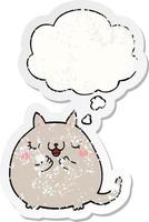 tecknad serie söt katt och trodde bubbla som en bedrövad bärs klistermärke vektor