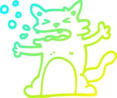 Kalte Gradientenlinie Zeichnung Cartoon Schluckauf Katze vektor