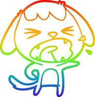 Regenbogen-Gradientenlinie zeichnet niedlichen Cartoon-Hund bellt vektor