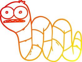 warme Gradientenlinie Zeichnung Cartoon nervöser Wurm vektor