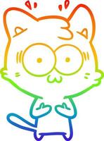 Regenbogengradientenlinie Zeichnung Cartoon überraschte Katze vektor