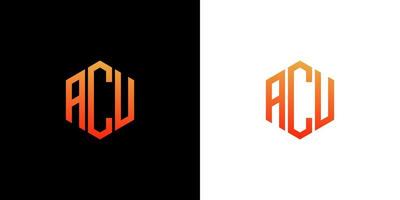 acu brev logotyp design polygon monogram ikon vektor mall