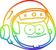 Regenbogen-Gradientenlinie Zeichnung Cartoon-Astronautengesicht vektor