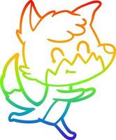 Regenbogengradientenlinie Zeichnung Cartoon freundlicher Fuchs vektor