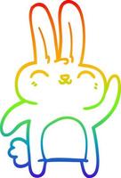 Regenbogen-Gradientenlinie Zeichnung Cartoon Happy Bunny vektor