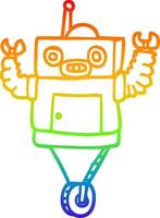 Regenbogen-Gradientenlinie Zeichnung Cartoon-Roboter vektor