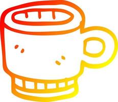 warme Gradientenlinie Zeichnung Cartoon-Kaffeetasse vektor