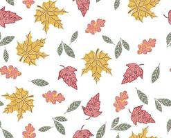 Herbstlaubmuster, nahtloser Hintergrund und Illustration vektor