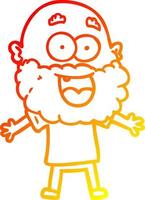 warme Gradientenlinie Zeichnung Cartoon verrückter glücklicher Mann mit Bart vektor