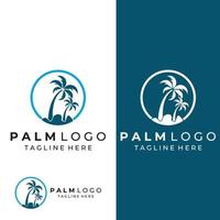 palmenlogo, palme mit wellen und sonne. Verwenden der Designbearbeitung von Illustrator-Vorlagen. vektor