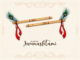 Happy Janmashtami Festival Hintergrund mit Flöten vektor