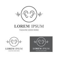 hörselsinna örat ikon logotyp vektor designmall illustration