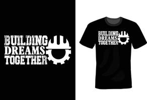 Bauingenieur-T-Shirt-Design, Vintage, Typografie vektor