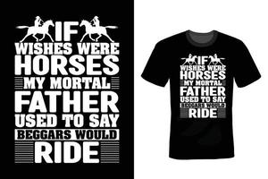 Pferde-T-Shirt-Design, Vintage, Typografie vektor