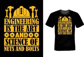 Bauingenieur-T-Shirt-Design, Vintage, Typografie vektor