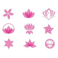 logotyper av blommor, rosor, lotus blommor, och Övrig typer av blommor. förbi använder sig av de begrepp av vektor design.