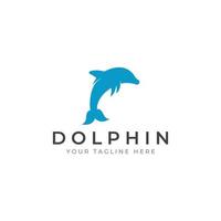 Delphin-Logo. Delfinspringen auf den Wellen des Meeres oder Strandes. mit Vektorillustrationsbearbeitung. vektor