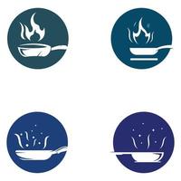 Logos für Kochutensilien, Kochtöpfe, Pfannenwender und Kochlöffel. unter Verwendung eines Vektorillustrationsschablonen-Designkonzepts. vektor