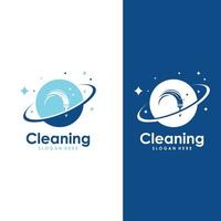 rengöring logotyp, rengöring skydd logotyp och hus rengöring logotyp.med en mall illustration vektor design begrepp.