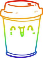 regenbogenverlaufslinie zeichnung cartoon kaffee herausnehmen vektor