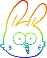 Regenbogen-Gradientenlinie, die Cartoon-Kaninchengesicht zeichnet vektor