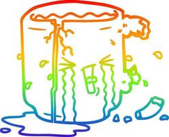 Regenbogengradientenlinie Zeichnung Cartoon kaputter Becher vektor