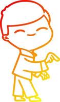 warme Gradientenlinie Zeichnung Cartoon lächelnder Junge zeigt vektor
