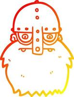 warme Gradientenlinie Zeichnung Cartoon Wikinger Gesicht vektor