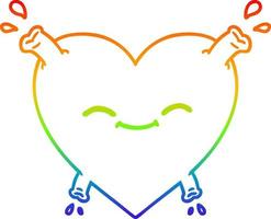 regnbågsgradient linjeteckning tecknad lyckligt hjärta vektor