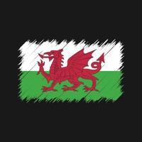 Wales flagga penseldrag. National flagga vektor