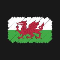 wales-flaggenbürstenvektor. Nationalflagge vektor