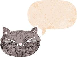 Fröhliche Cartoon-Katze und Sprechblase im strukturierten Retro-Stil vektor