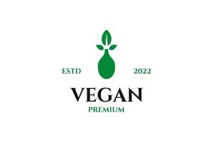 platt logotyp för vegan med sked och blad design illustration aning vektor