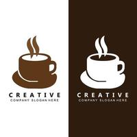Bohnen und Kaffeetasse Logo Vorlage Vektor Icon Design