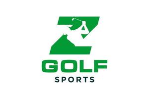 alfabet brev ikon logotyp z för golf logotyp design vektor mall, vektor märka av golf, logotyp av golf mästerskap, illustration, kreativ ikon, design begrepp