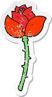 retro nödställd klistermärke av en tecknad ros vektor