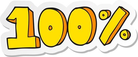 klistermärke av en tecknad serie 100 per cent symbol vektor
