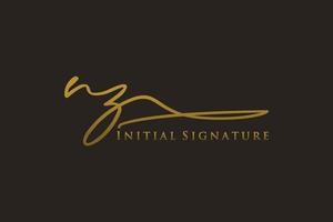 första nz brev signatur logotyp mall elegant design logotyp. hand dragen kalligrafi text vektor illustration.
