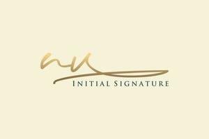 anfängliches nv-briefsignatur-logo-vorlage elegantes design-logo. hand gezeichnete kalligraphiebeschriftungsvektorillustration. vektor