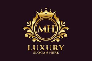 Royal Luxury Logo-Vorlage mit anfänglichem mh-Buchstaben in Vektorgrafiken für luxuriöse Branding-Projekte und andere Vektorillustrationen. vektor