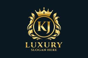 königliche Luxus-Logo-Vorlage mit anfänglichem kj-Buchstaben in Vektorgrafiken für luxuriöse Branding-Projekte und andere Vektorillustrationen. vektor