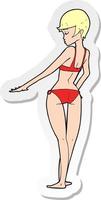 Aufkleber einer Cartoon-Bikini-Frau vektor