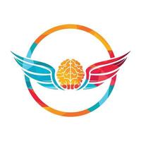 fliegendes Gehirn mit Flügeln Vektor-Logo-Design-Vorlage. vektor