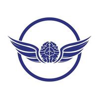 fliegendes Gehirn mit Flügeln Vektor-Logo-Design-Vorlage. vektor